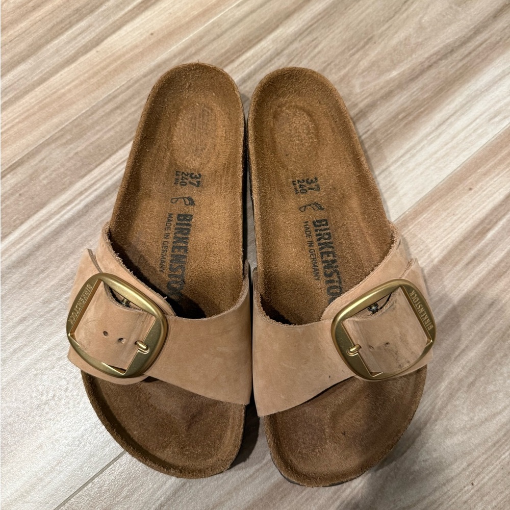 Birkenstock Madrid Big buckle Tan Suede Sandals